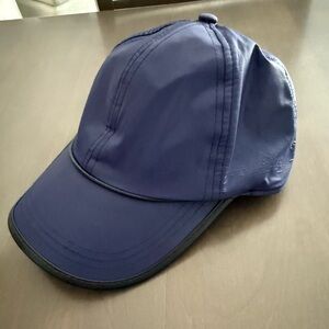 August Hat NEW deep, navy trimmed in black leather